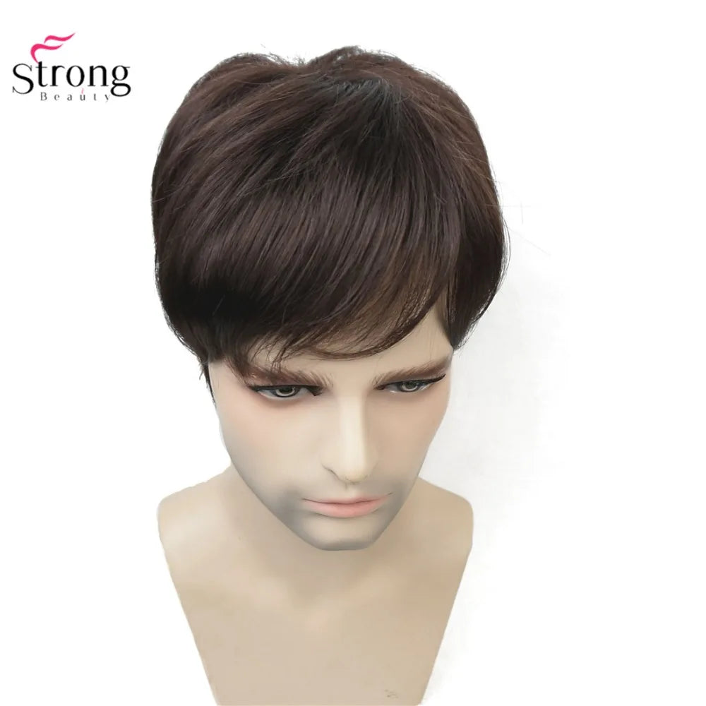 StrongBeauty Toupee Men Wig Short Straight Hair fo Men's Toupees Hairpiece