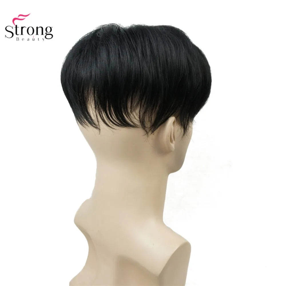 StrongBeauty Toupee Men Wig Short Straight Hair fo Men's Toupees Hairpiece