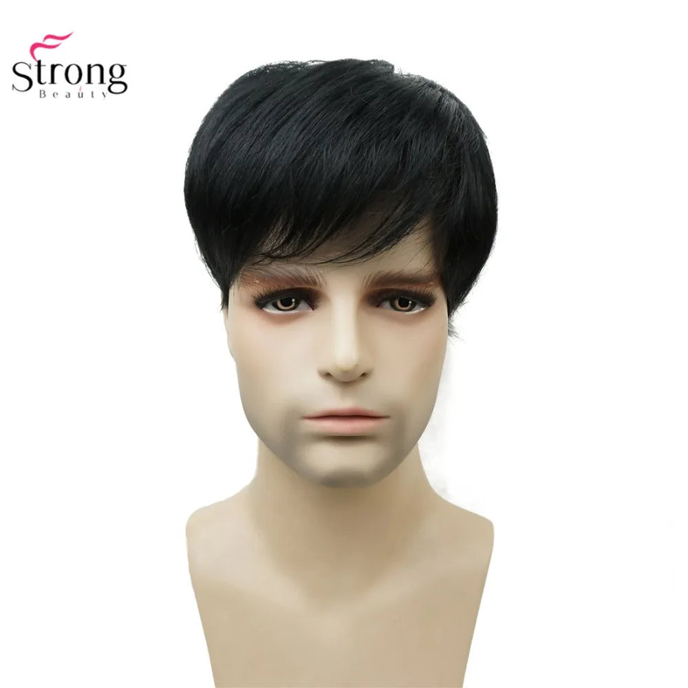 StrongBeauty Toupee Men Wig Short Straight Hair fo Men's Toupees Hairpiece