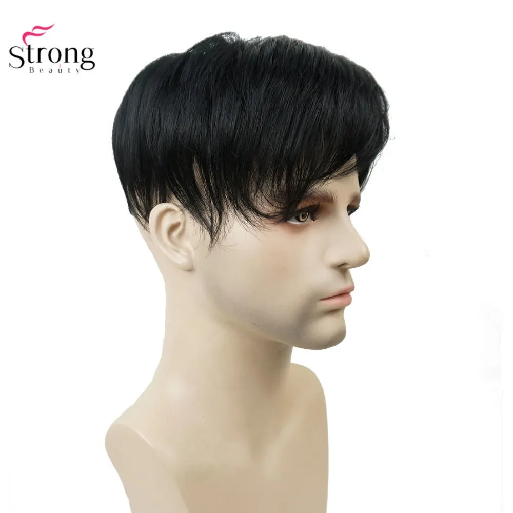 StrongBeauty Toupee Men Wig Short Straight Hair fo Men's Toupees Hairpiece