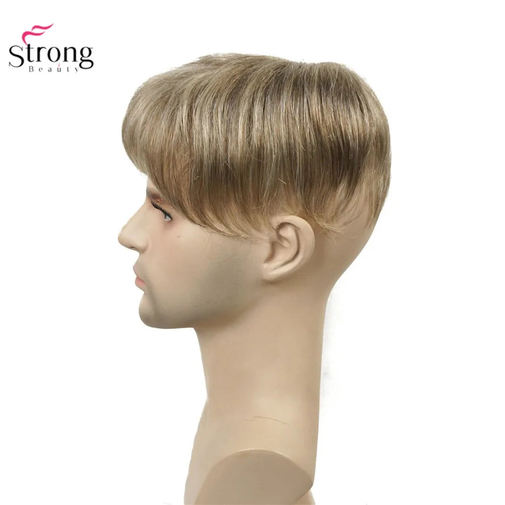 StrongBeauty Toupee Men Wig Short Straight Hair fo Men's Toupees Hairpiece