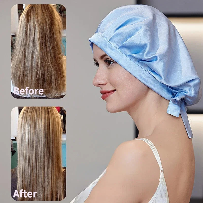 100% Silk Bonnet For Women Mulberry Silk Turban For Hair Sleeping Night Cap