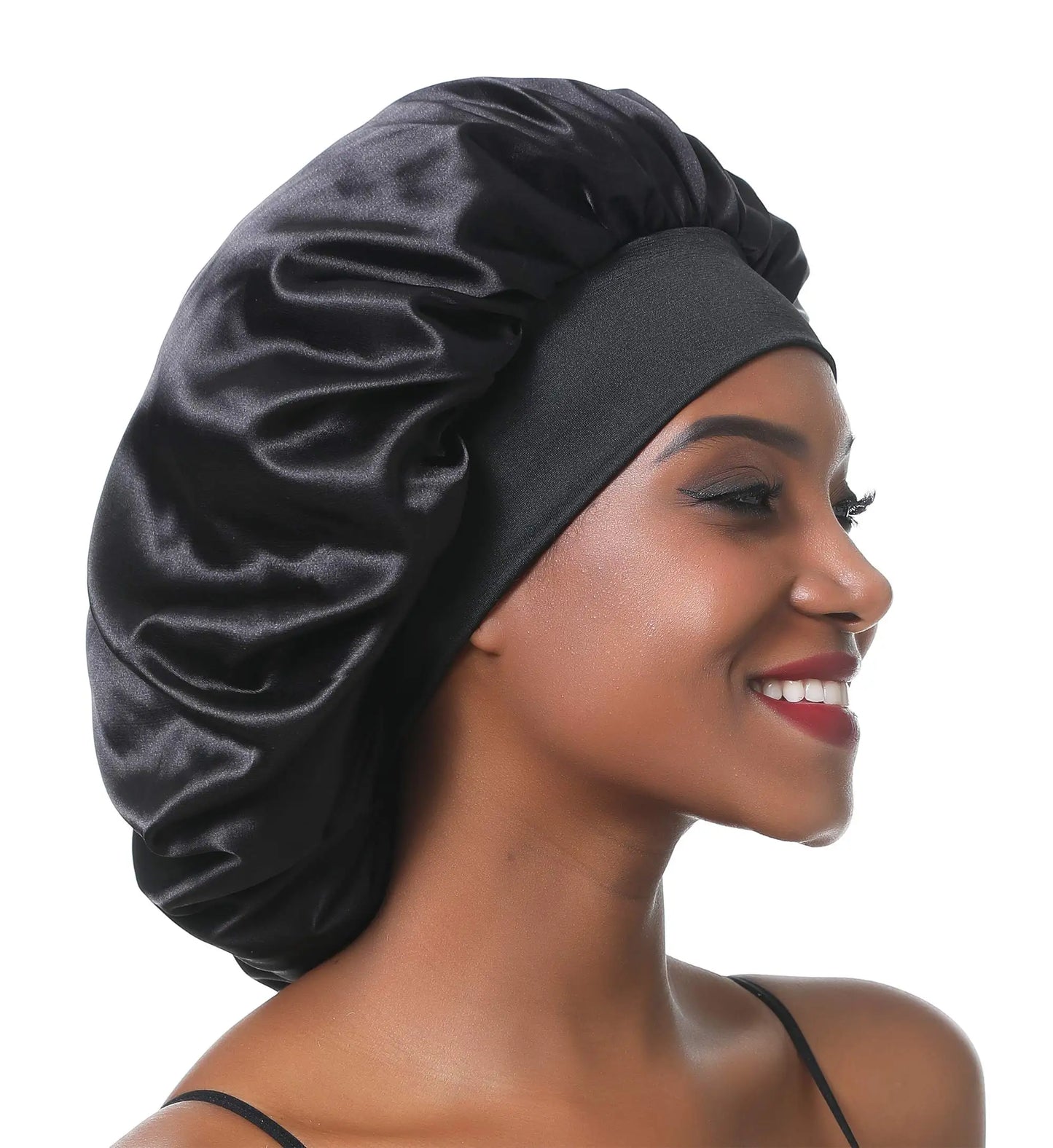 2022 New Fashion Satin Bonnet Silk Curly Long Hair Sleep Cap Women Night Extra Large Oversized Headbands With Elastic Band