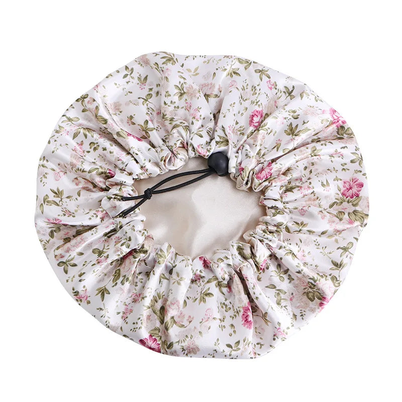 Double Layer Satin Silk Sleep Bonnet for Kids Hair Protect Hair Scarf Floral Sleep Night Cap Beanie for Children Girls Boys Hat