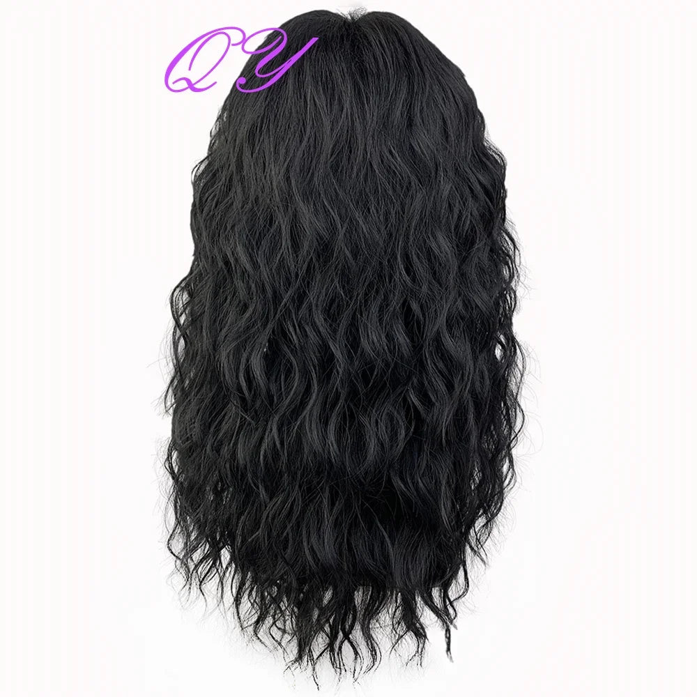 Synthetic Men's Wig Long Brown Natural Curly Rock Man Wig