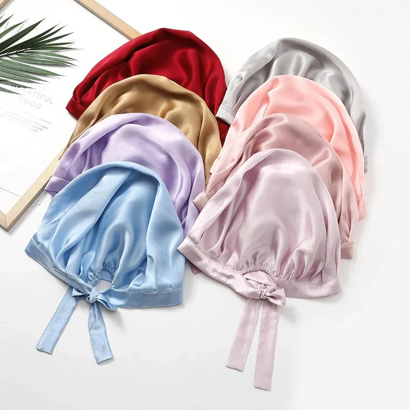 100% Silk Bonnet For Women Mulberry Silk Turban For Hair Sleeping Night Cap