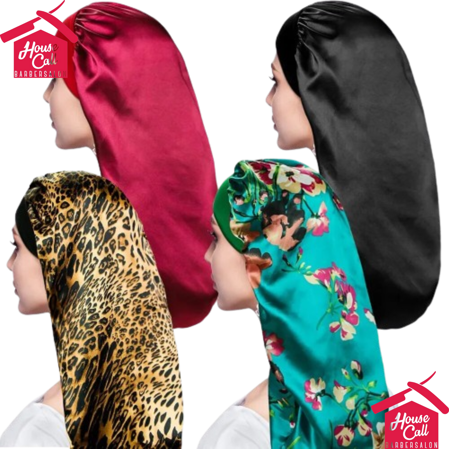 Satin Sleep Cap for Long Hair Extra Large Solid Color Floral Sleeping Bonnet for Women Elastic Hair Hat Sleeping Wrap Night Cap