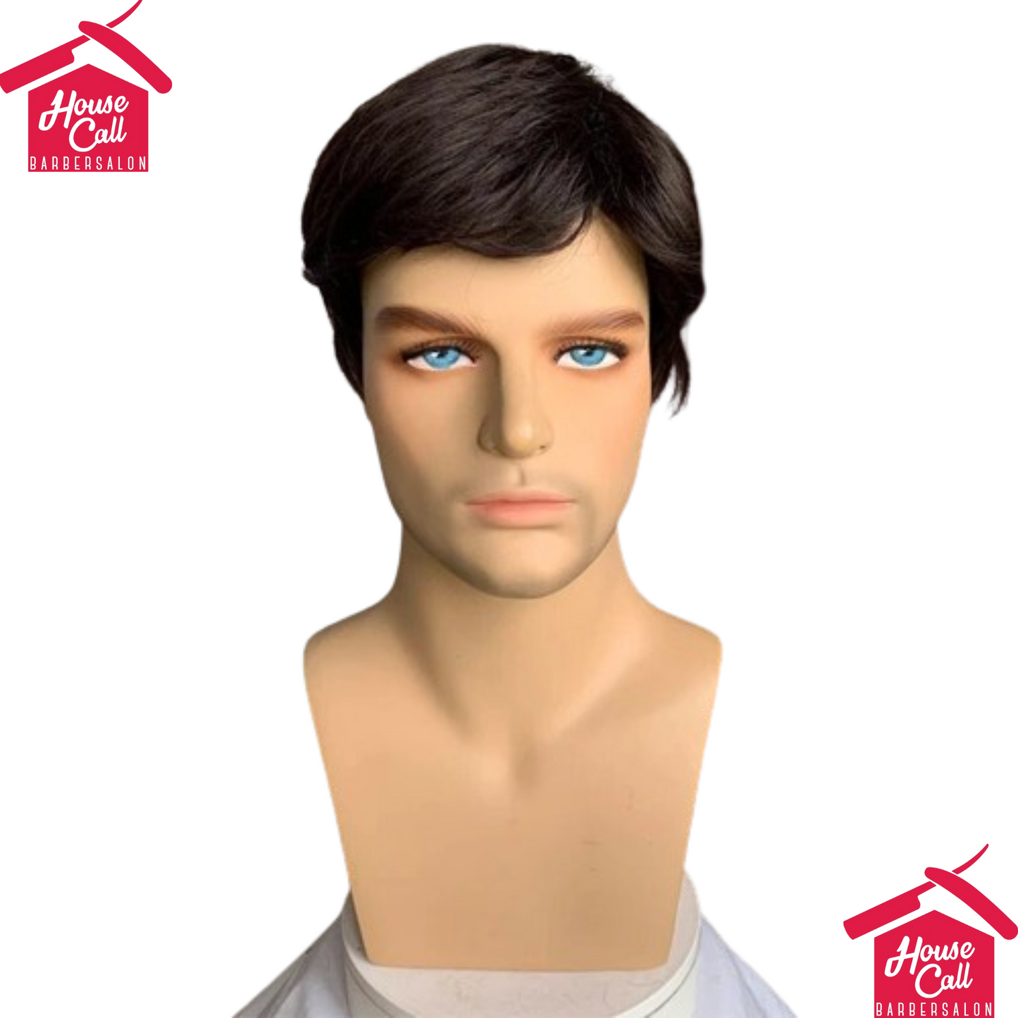 Short Male Black Pixie Cut Synthetic Wigs For Young Men