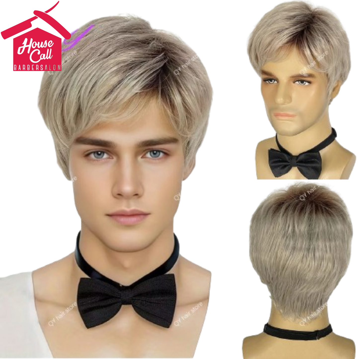 Synthetic Man Wigs Black Short Curly For Men Wigs
