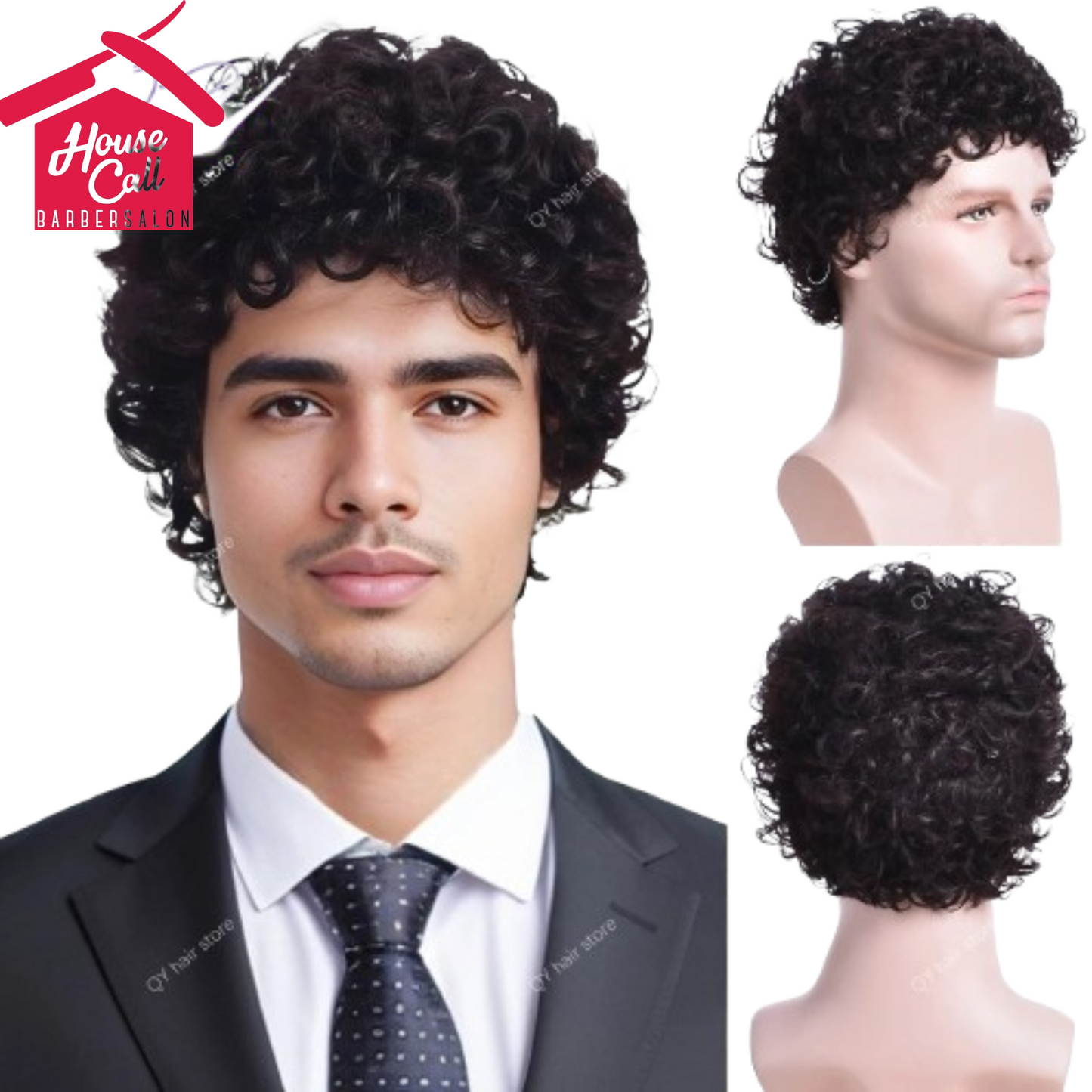Synthetic Man Wigs Black Short Curly For Men Wigs