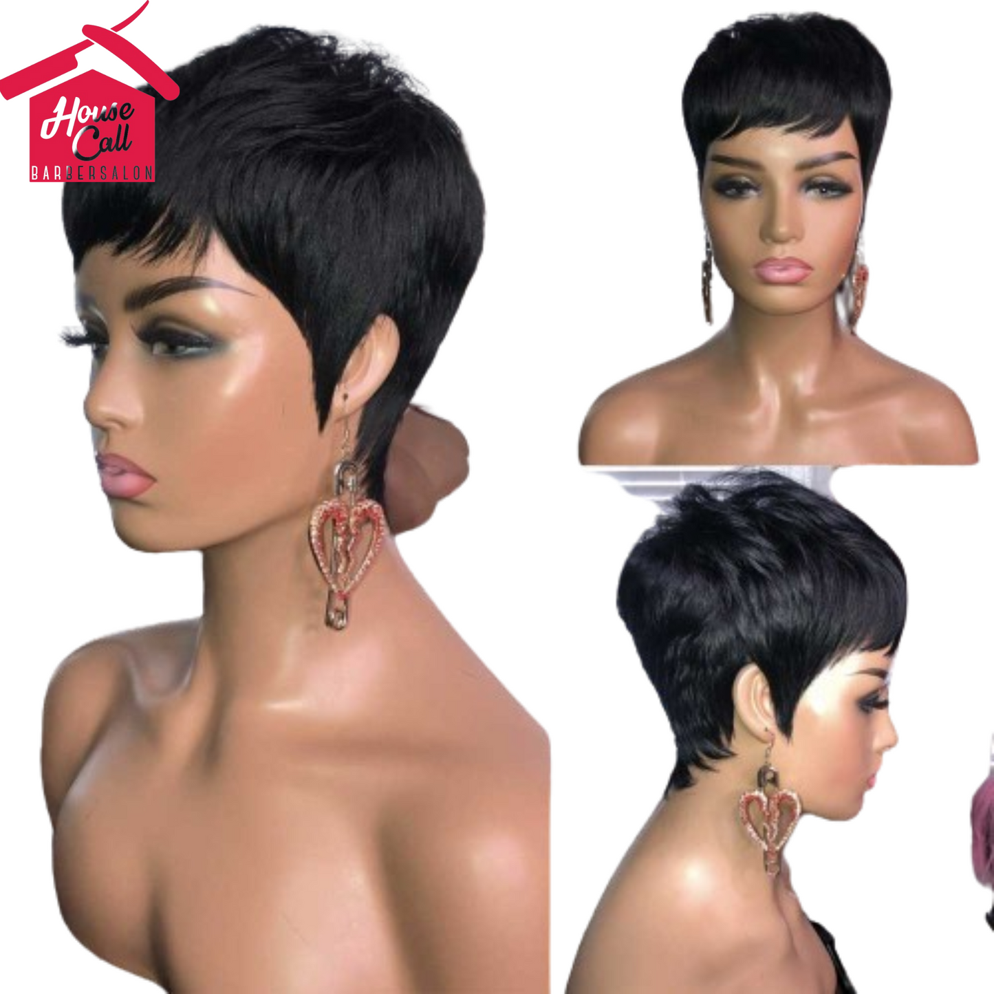 Ladies Fashion Short Straight Hair Golden Synthetic Fluffy High Temperature Silk Wig Hair Set AFX