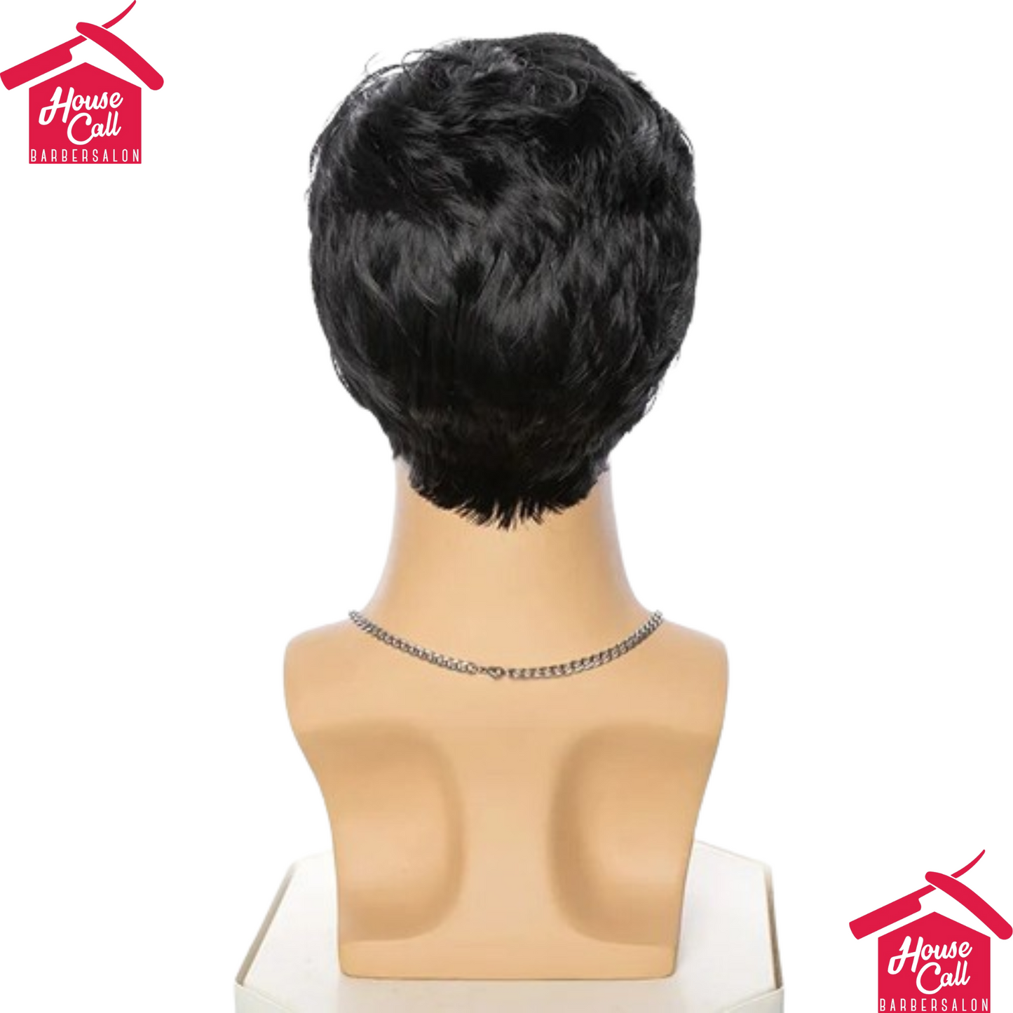 Short Male Black Pixie Cut Synthetic Wigs For Young Men