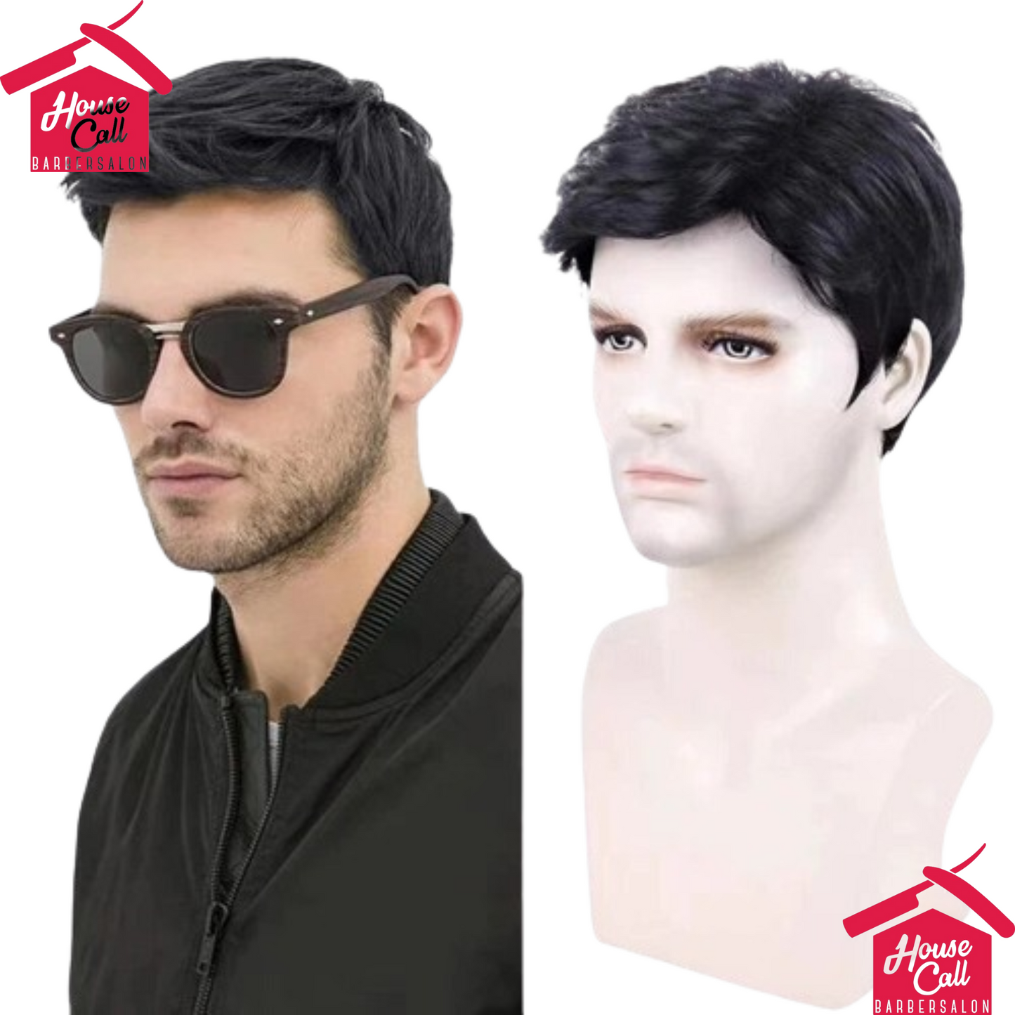 Short Male Black Pixie Cut Synthetic Wigs For Young Men