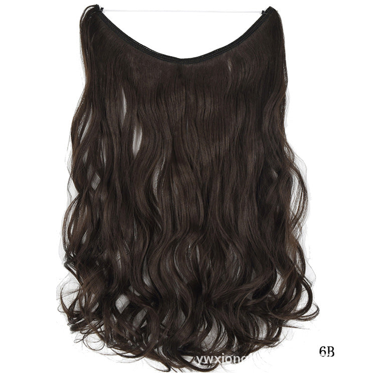 22 inches Invisible Wire No Clips in Hair Extensions Secret Fish Line Hairpieces Silky Straight Synthetic