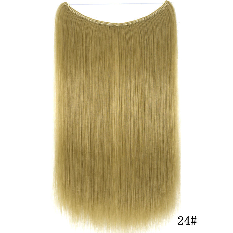 22 inches Invisible Wire No Clips in Hair Extensions Secret Fish Line Hairpieces Silky Straight Synthetic