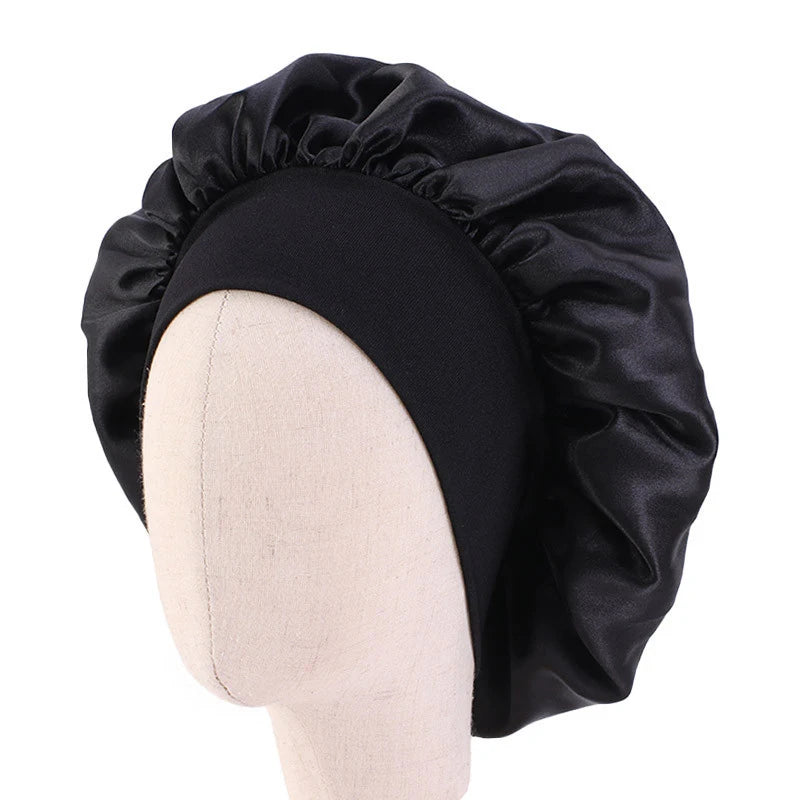 2022 New Kids Satin Bonnet Wide Elastic Band Sleep Cap Hair Bonnet Silky Shower Caps for Girls Toddler Child