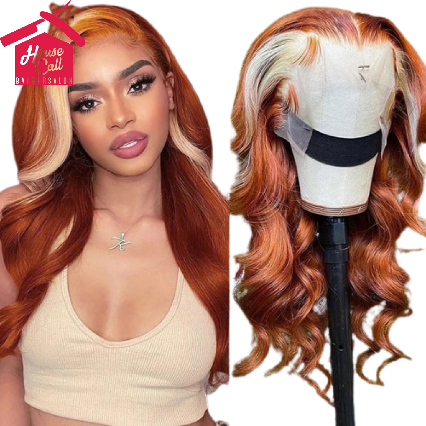 4X4 Human Hair Wig Head Cover Highlights 613 AFX