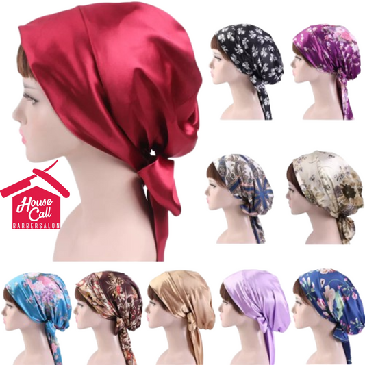 Women Silk Satin Cap Night Sleep Cap Hair Bonnet Hat Head Cover Satin Turban Headscarf Adjustable Ladies Long Hair Care Bonnet