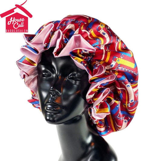 Women Satin Bonnet Night Sleep Cap Double Layer Elastic Head Wrap Lady Printing Sleep Cap Hair Bonnet Hat Head Cover