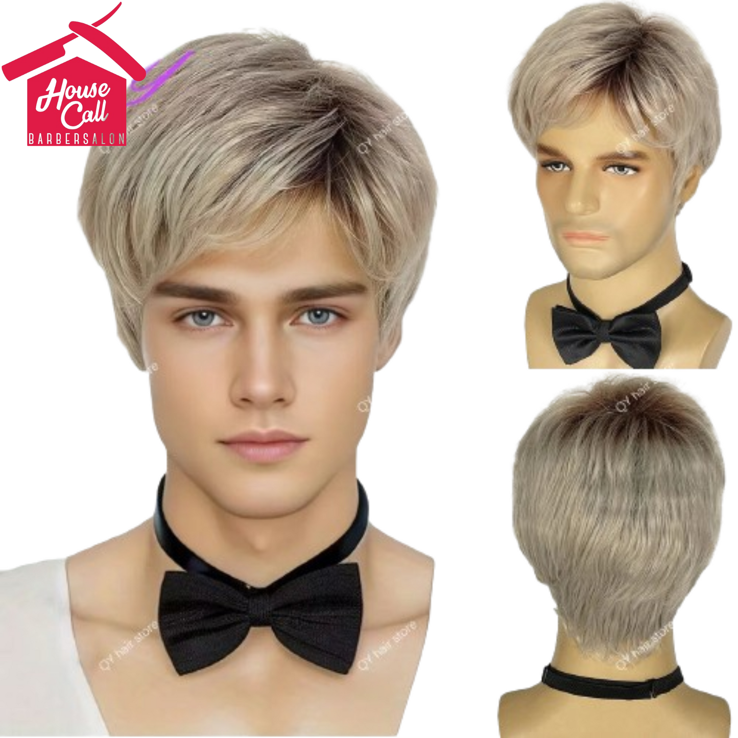 Synthetic Man Wigs  Black Short Curly For Men Wigs