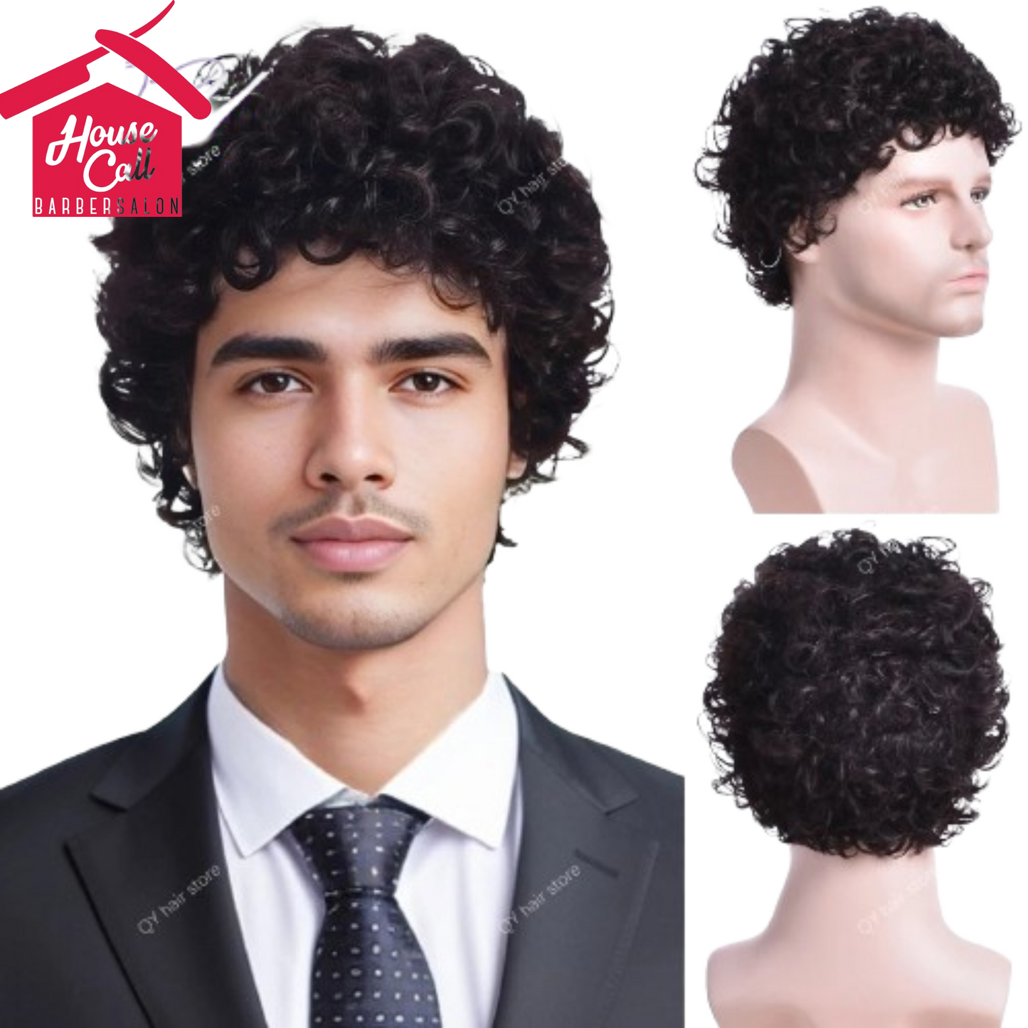 Synthetic Man Wigs  Black Short Curly For Men Wigs