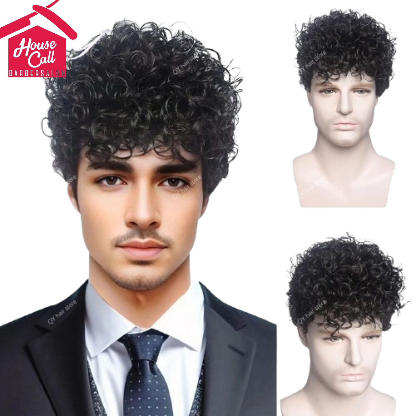 Synthetic Man Wigs  Black Short Curly For Men Wigs