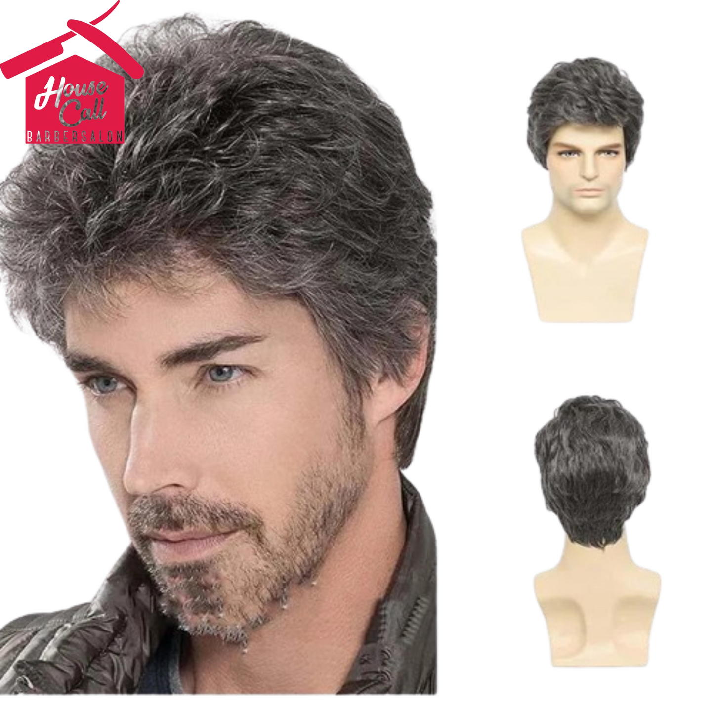 Man Synthetic Wigs Natural Black Short Wavy Wigs