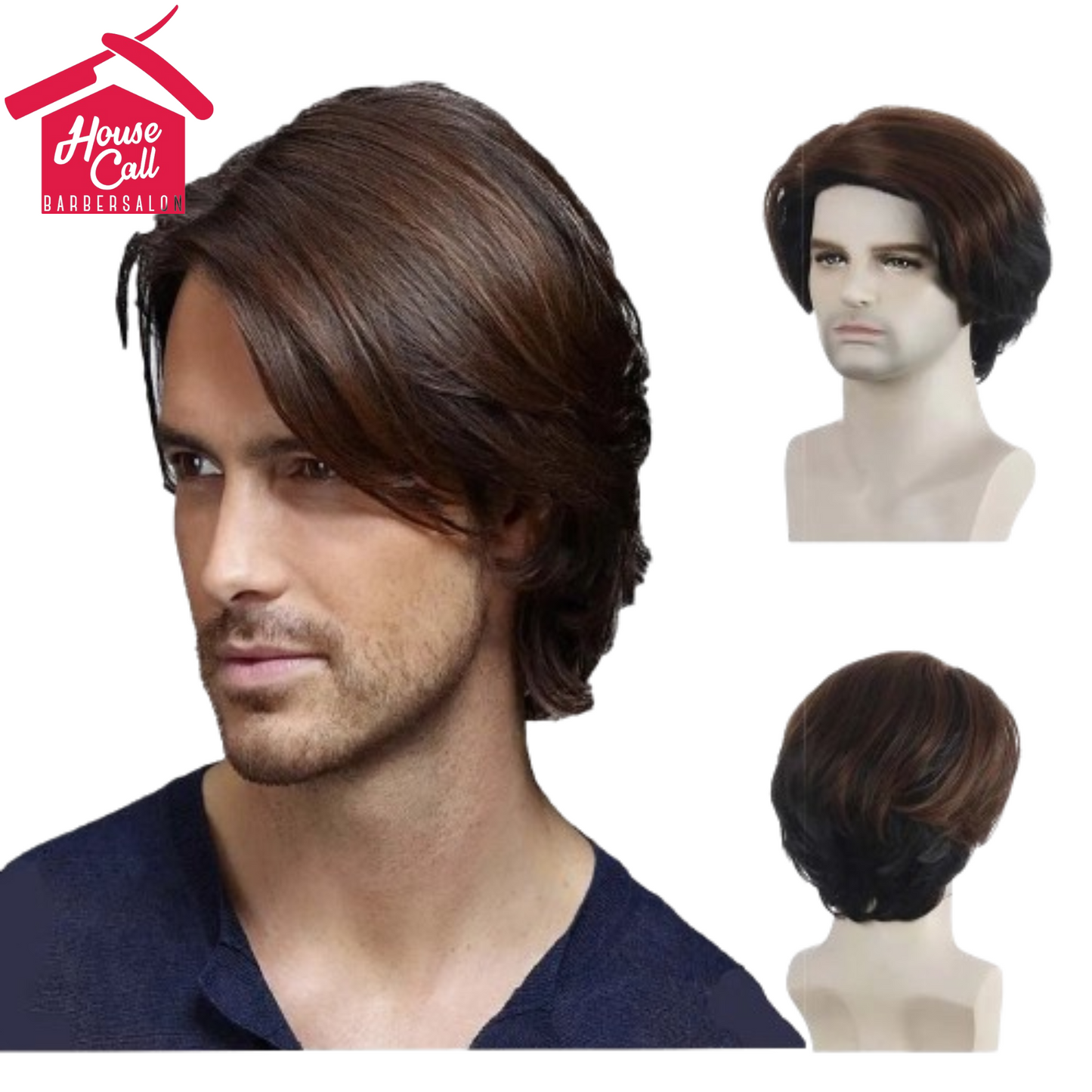 Man Synthetic Wigs Natural Black Short Wavy Wigs