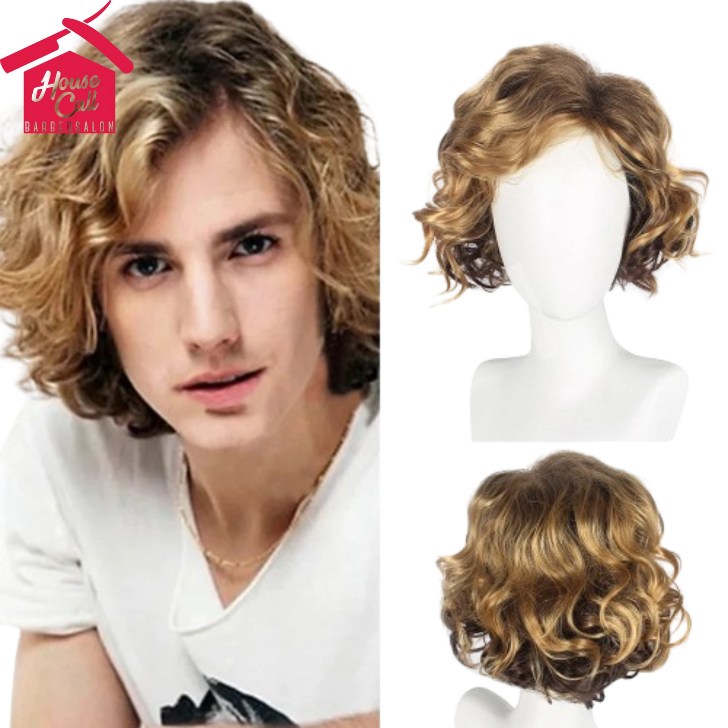 Man Synthetic Wigs Natural Black Short Wavy Wigs