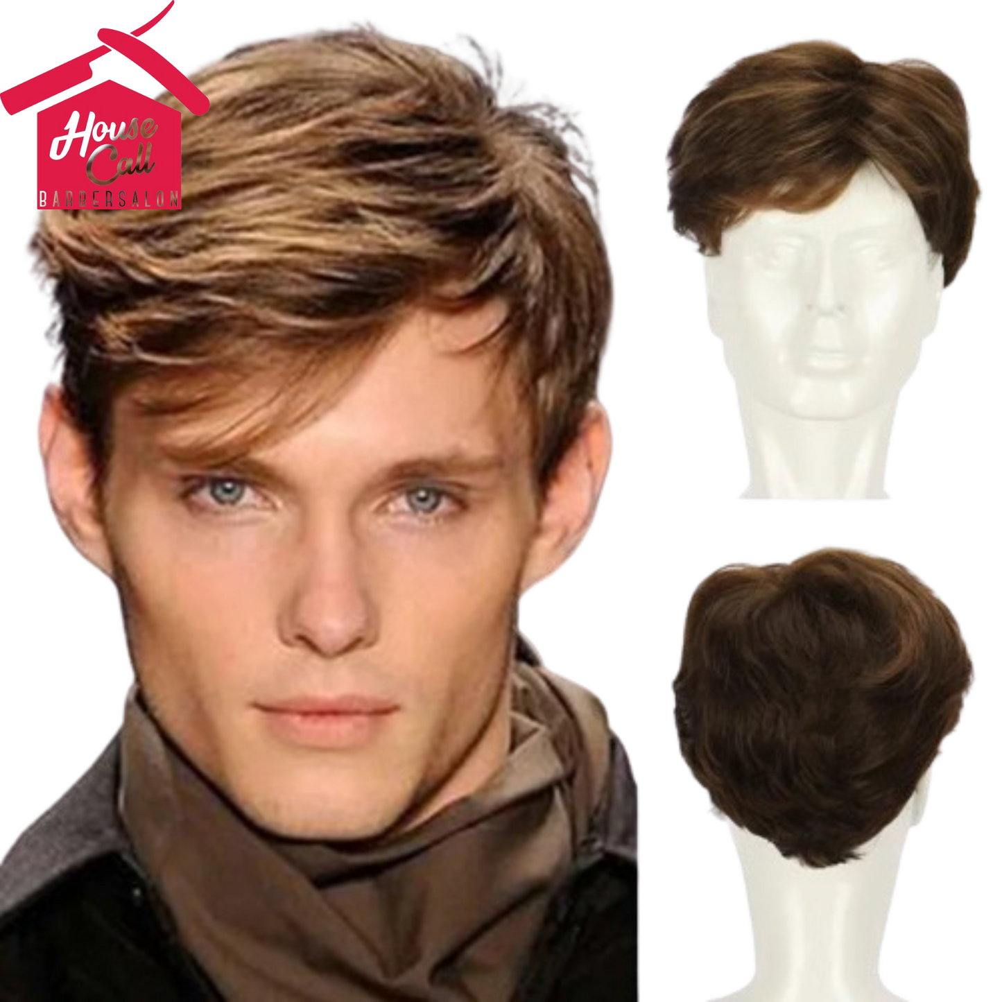 Man Synthetic Wigs Natural Black Short Wavy Wigs